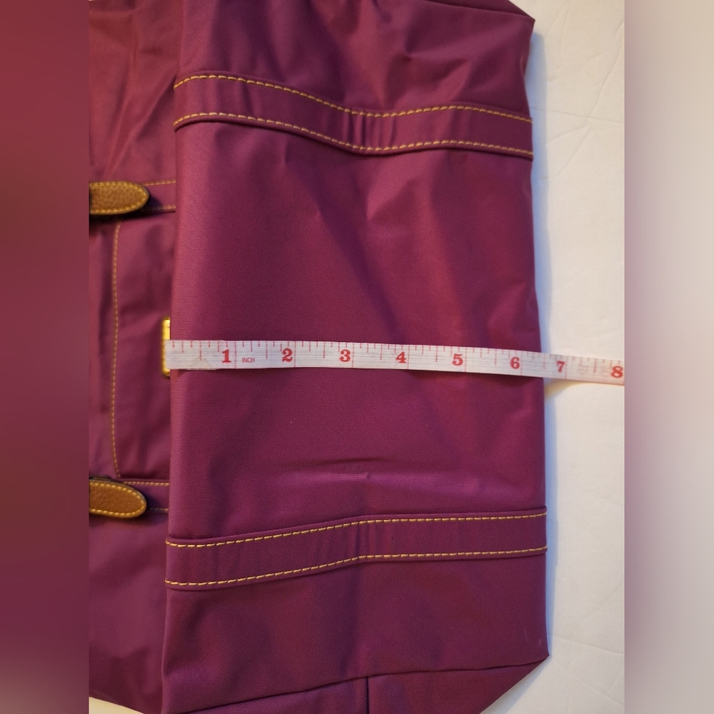 Ralph Lauren Purple Magenta Nylon Tote Shoulder Bag With Brown Straps - Picture 6 of 10
